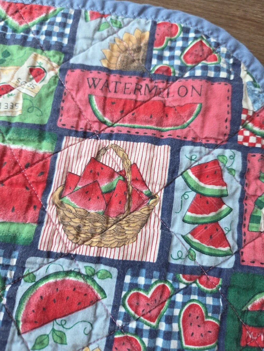 Vintage set of 10 Handmade Farmhouse Patchwork Watermelon Print Placemats